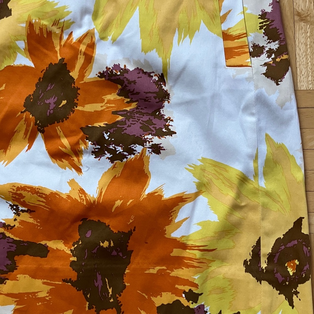 J. Crew Sunflower Burst Mini Skirt lined pockets sunny print EUC 6 - Picture 2 of 8
